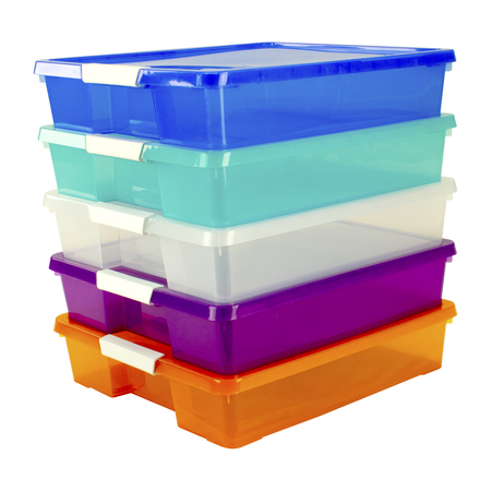 Storex Stack + Store Box Craft Organizer, Assorted Colors, 5-Pack 63202U05C